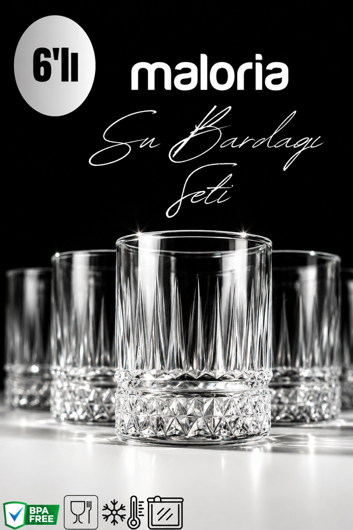 Elysia Imported Luxury Heavy Glass Water, Cocktail Glass | 6 pcs - 250cc