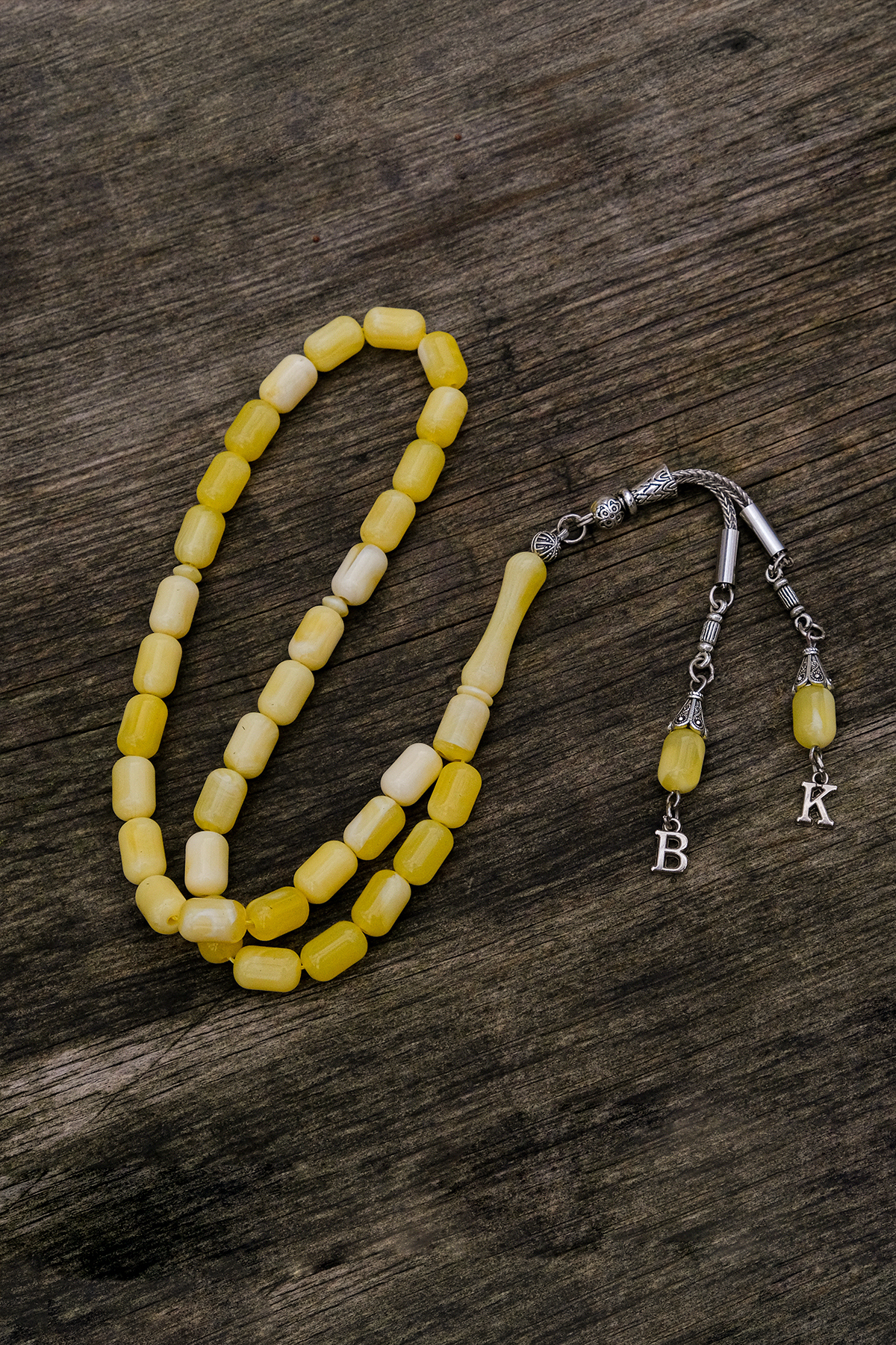 Personalized Fringed Beirut Powder Amber Rosary – Yellow Capsule Cut 33