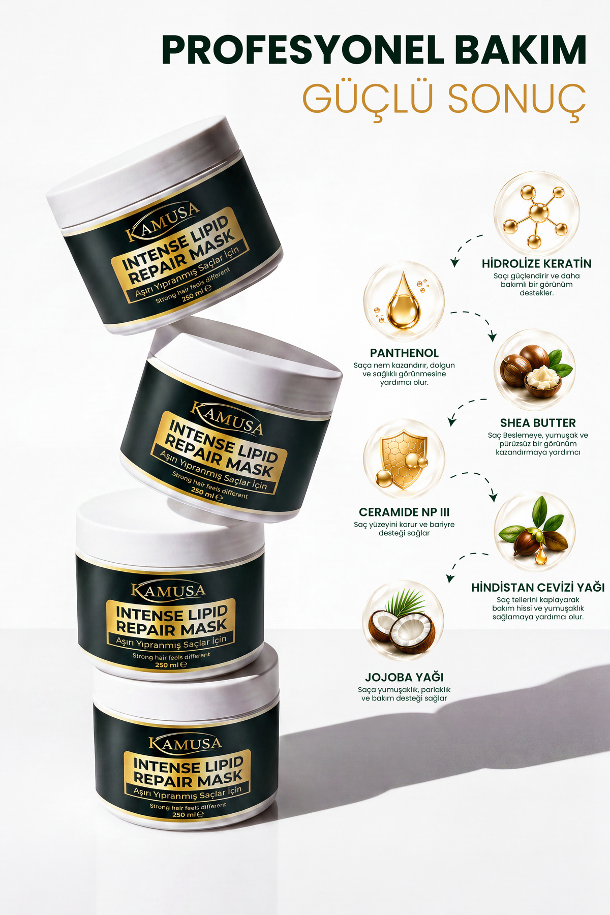 Intense Lipid Repair Mask 250 ml – Aşırı Yıpranmış ve İşlem Görmüş Saçlar İçin Saç Bakım Maskesi — KMS-ILRM-250 — تصویر 3 از 6