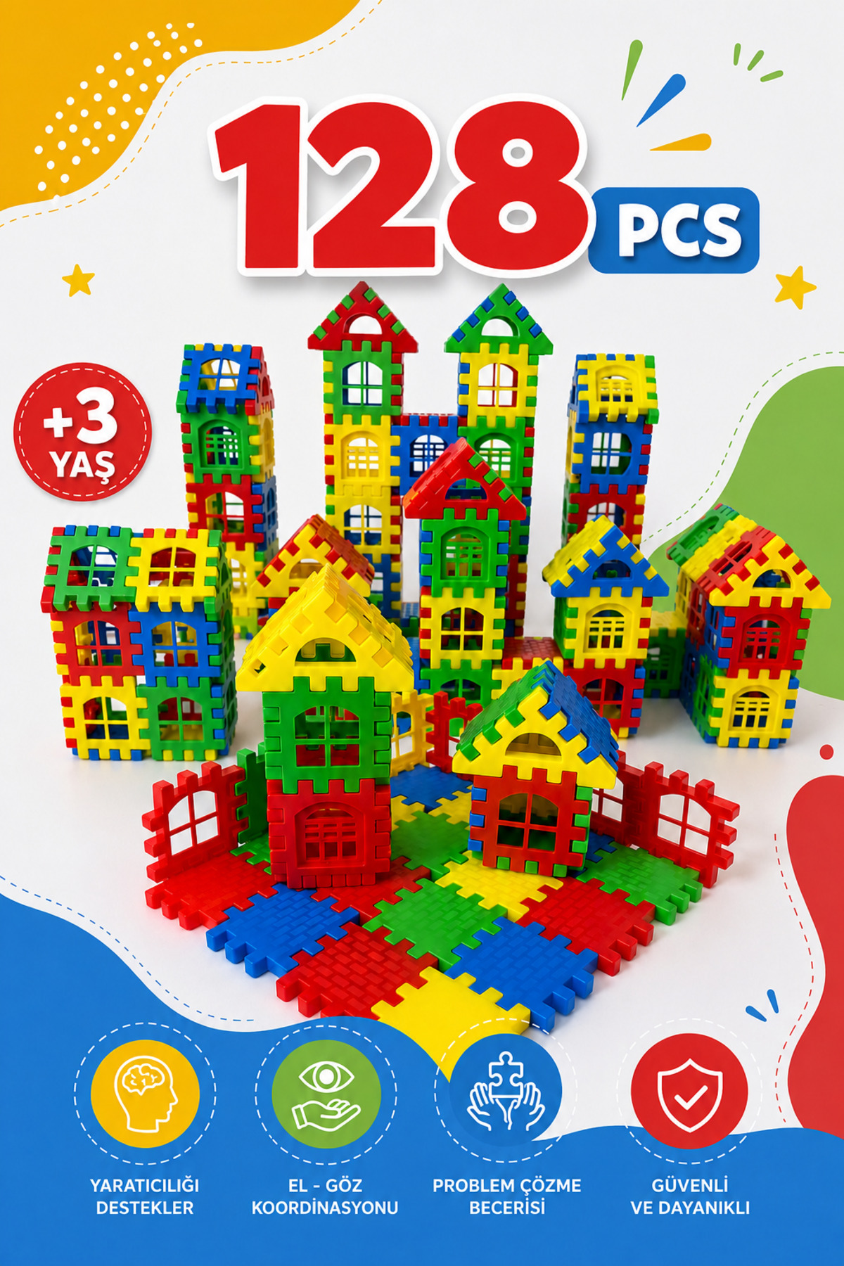 Lemut Puzzle City 3d Yapı Ve Tasarım Blokları 128 Parça Eğitici