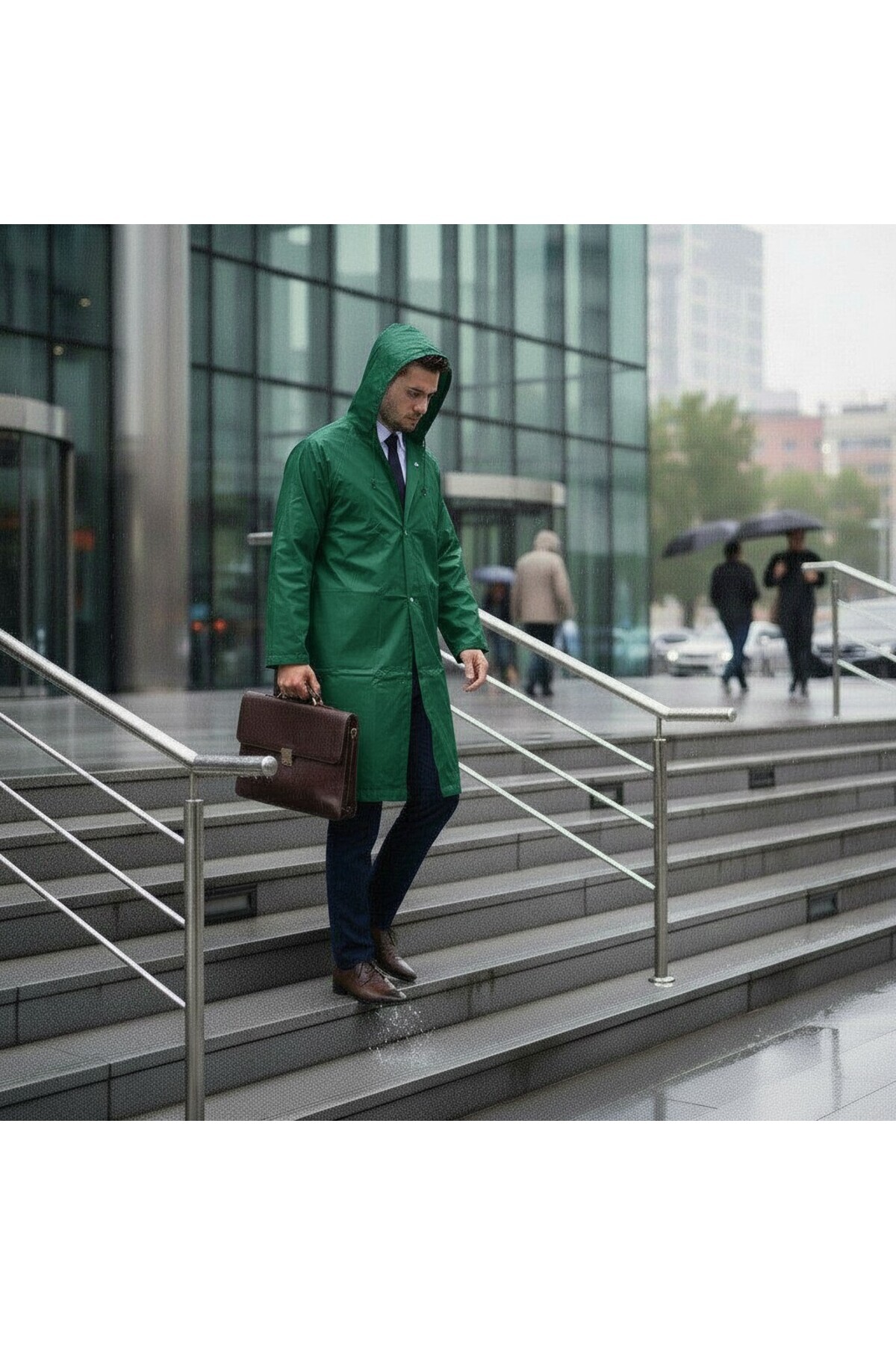 بارانی ضد آب اوا - سبز — سبز mk5112yesil — تصویر 2 از 8