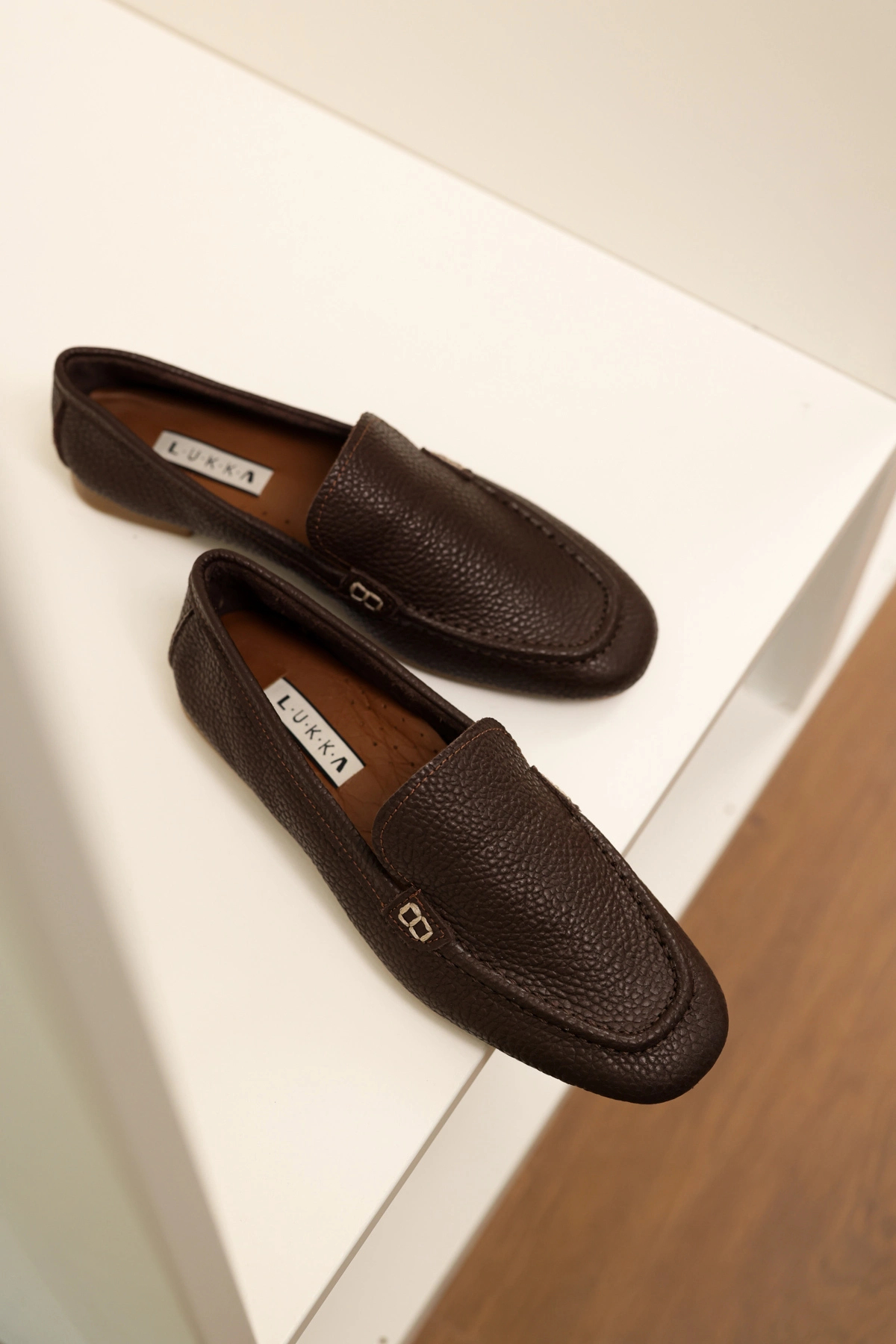 by selvi Lukka Shoes Hakiki Deri Kadın Abay Acı Kahve Saraçlı Babet görsel 3