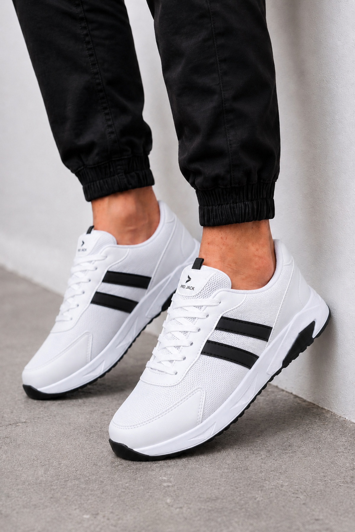 PRO JACK BEYAZ SİYAH ERKEK GÜNLÜK SNEAKER SPOR AYAKKABI görsel 3