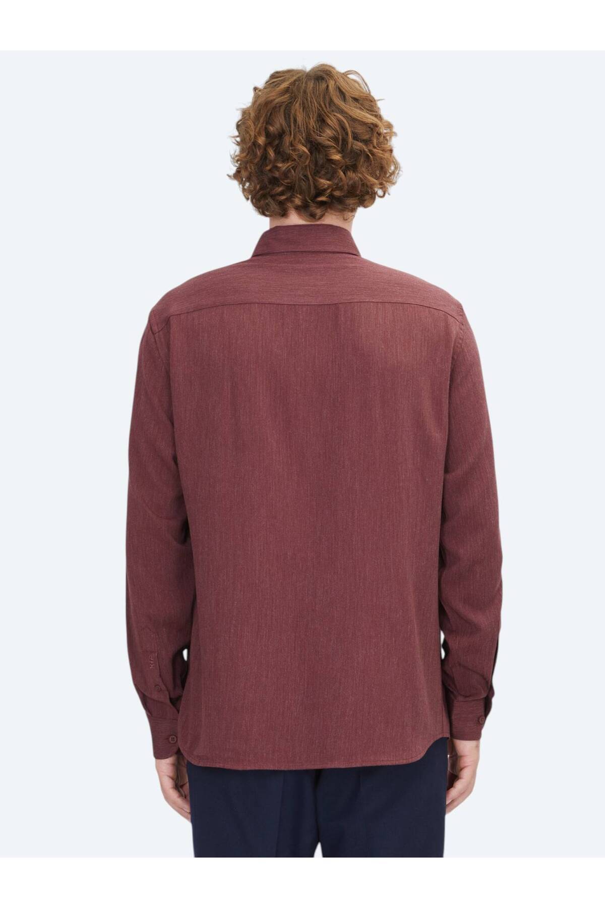 پیراهن راحتی با بافت بلند Claret Red Regular Fit — رنگارنگ 51099 — تصویر 5 از 5