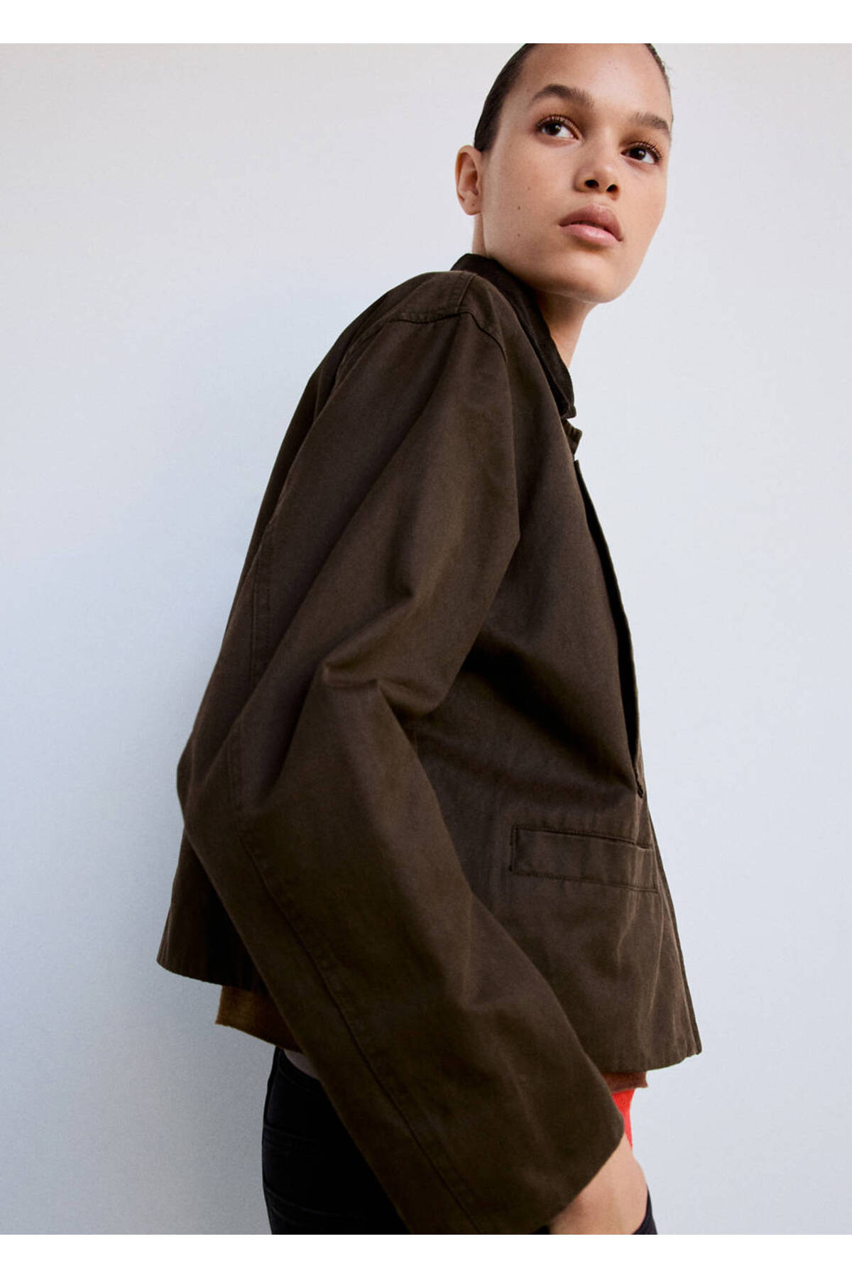 MANGO Woman Corduroy collar jacket görsel 6