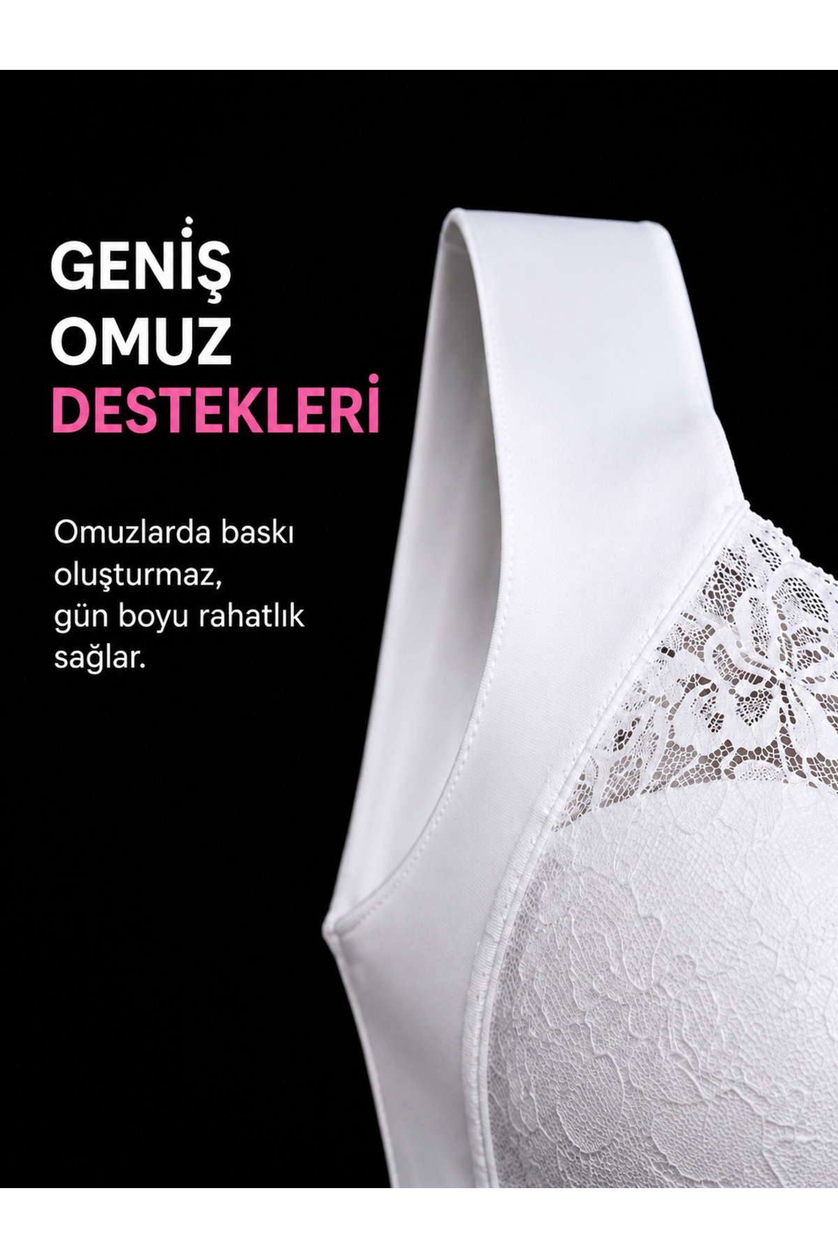 Fityen Kadın Rahat Sütyen Kopçasız Balensiz Dikişsiz Kalın Askılı Pedli Bralet Büstiyer görsel 6