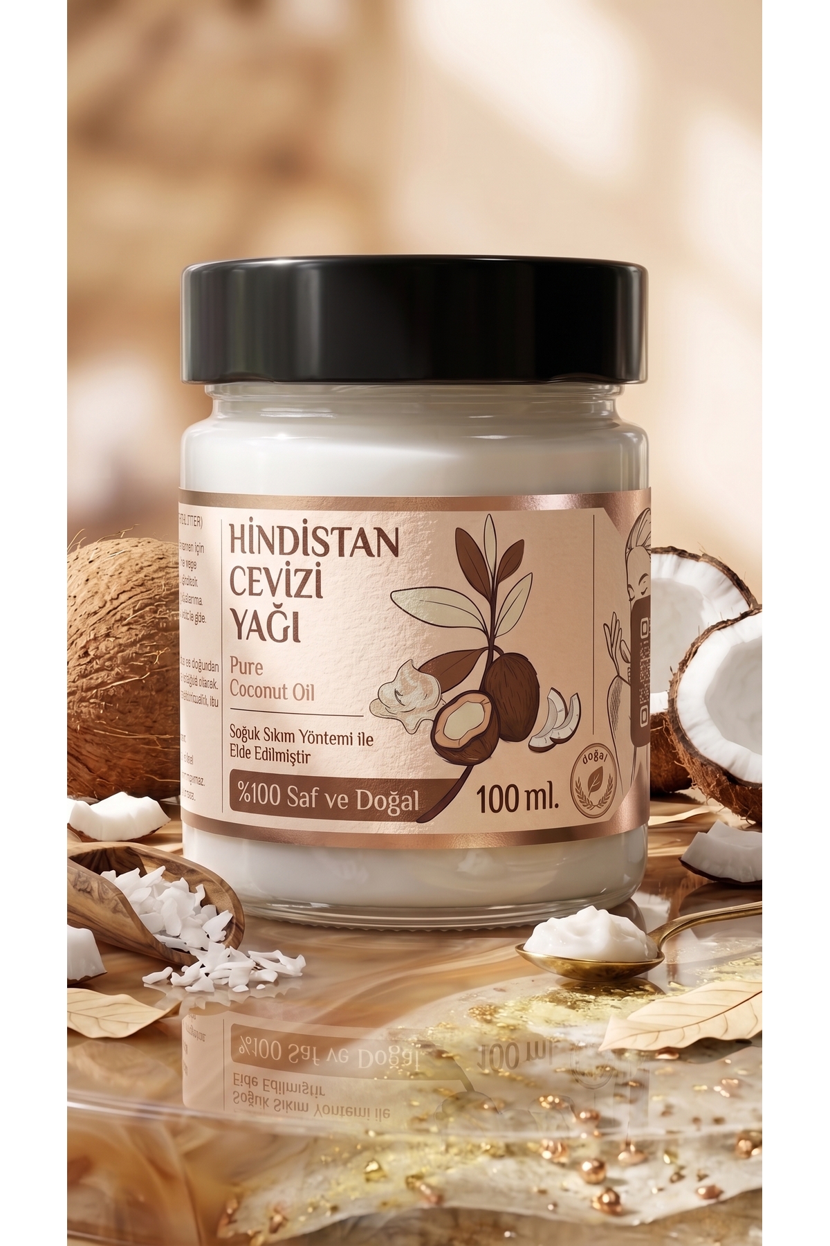 aktarloji 100 ml Saf Hindistan Cevizi Yağı / Soğuk Sıkım / %100 Saf Ve Doğal / Coconut Oil — 100-ml-hindistan-cv-yag