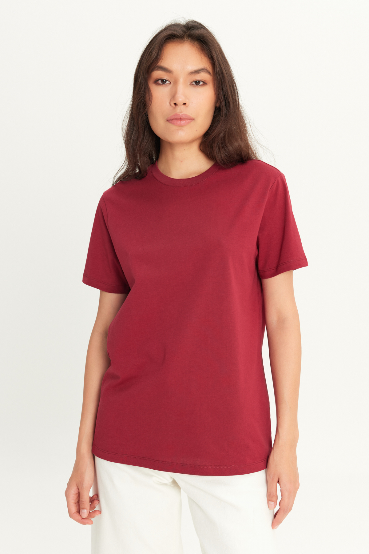 AC&Co / Altınyıldız Classics Erkek/unisex Bordo %100 Pamuk Slim Fit Dar Kesim Bisiklet Yaka Basic Tişört görsel 7