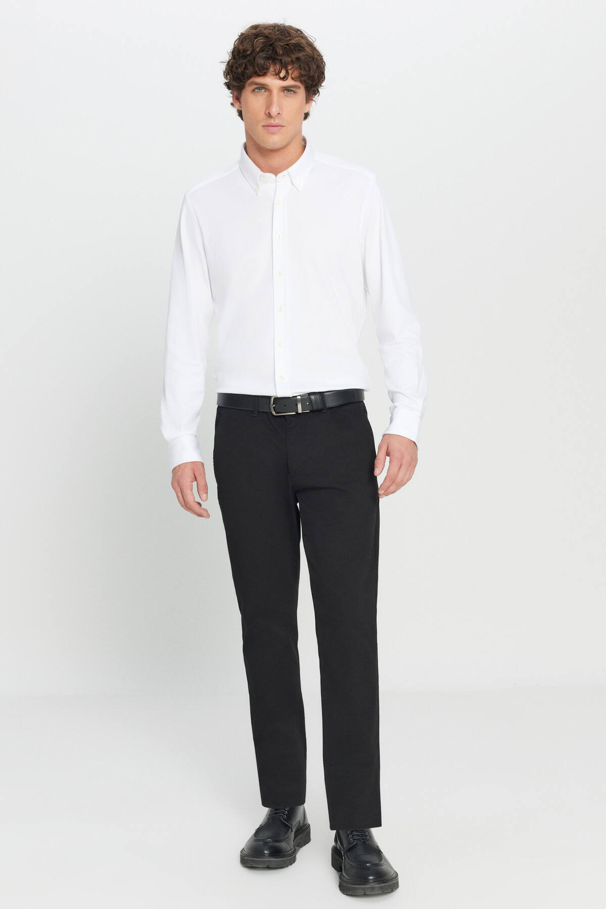 AC&Co / Altınyıldız Classics Erkek Siyah Kanvas Diz İzi Yapmayan Slim Fit Dar Kesim Yan Cep Casual Pantolon görsel 8