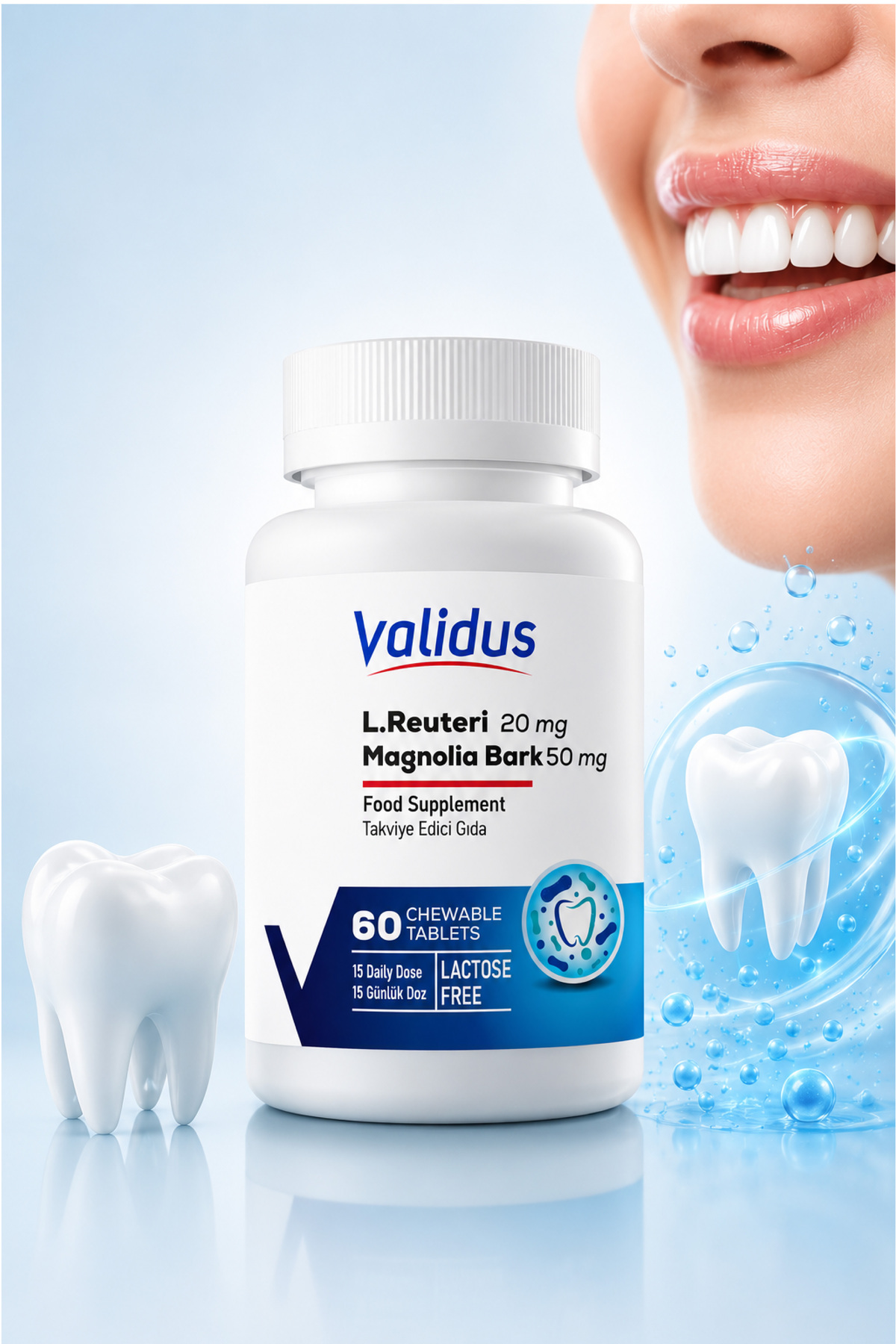 Validus Dental Probiotic Magnolia Bark Extract 60 Chewable Tablets