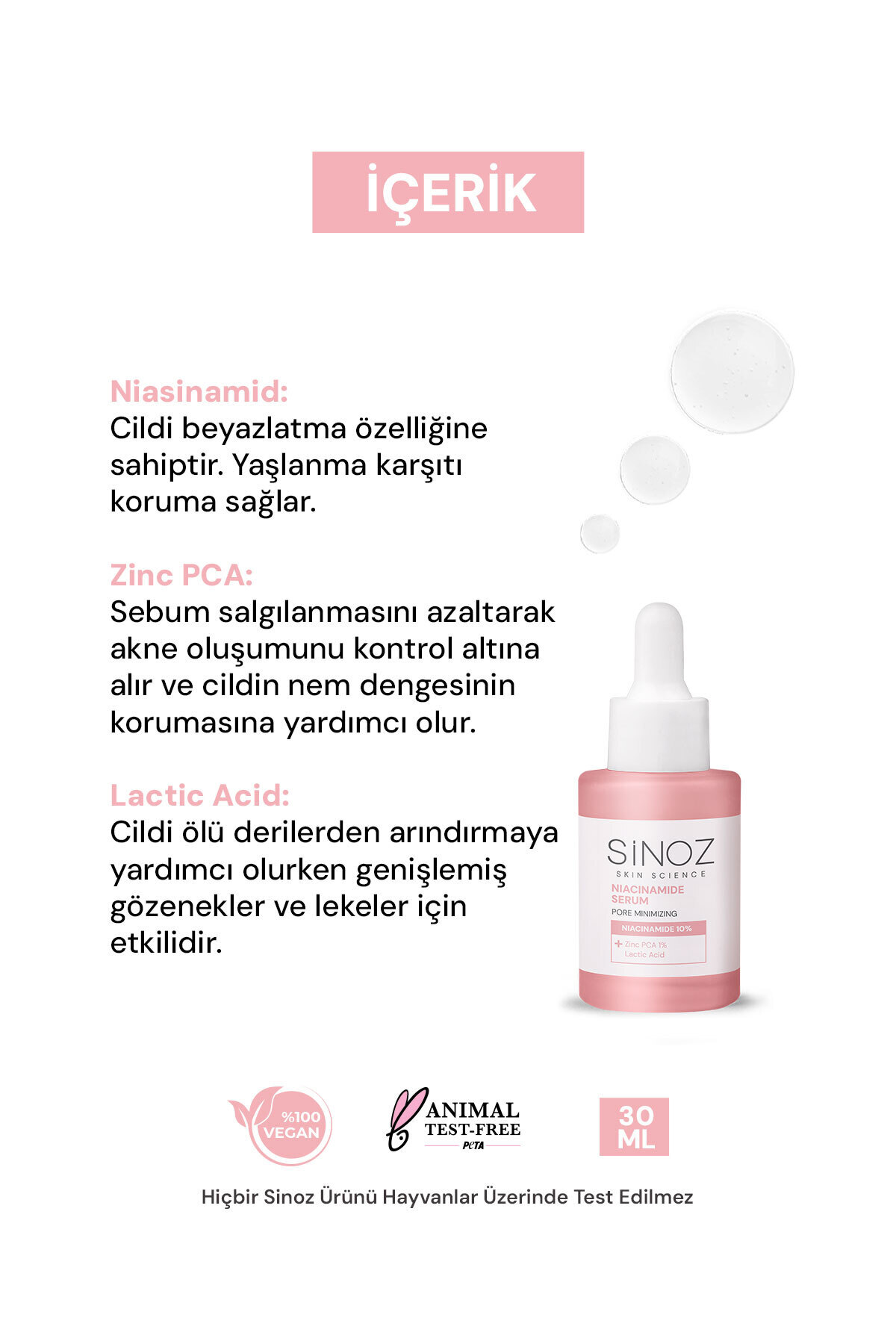 Gözenek Sıkılaştırıcı Sebum Dengeleyici Sivilce Karşıtı Serum Niacinamide 10% + Zinc Pca 1% 30 Ml — ST8177 — تصویر 3 از 6
