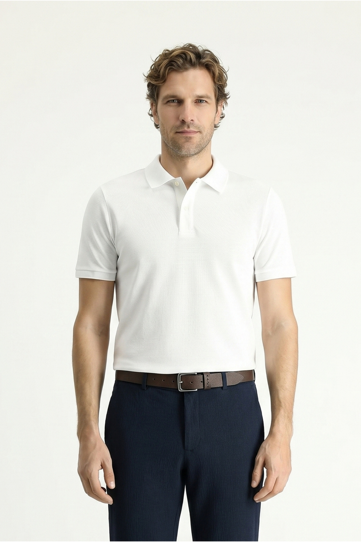 Kiğılı Polo Yaka Slim Fit Nakışlı %100 Pamuk Tişört görsel 2