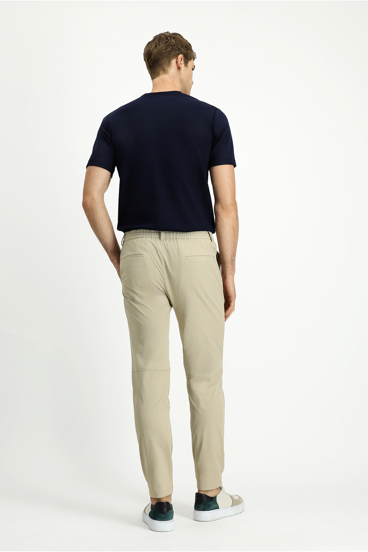 Techno-Line 7 Drop Super Slim Fit Eksra Dar Kesim Likralı Beli Lastikli İpli Klasik Kumaş Pantolon — بژ KSSZ3H79DZ003 — تصویر 5 از 7