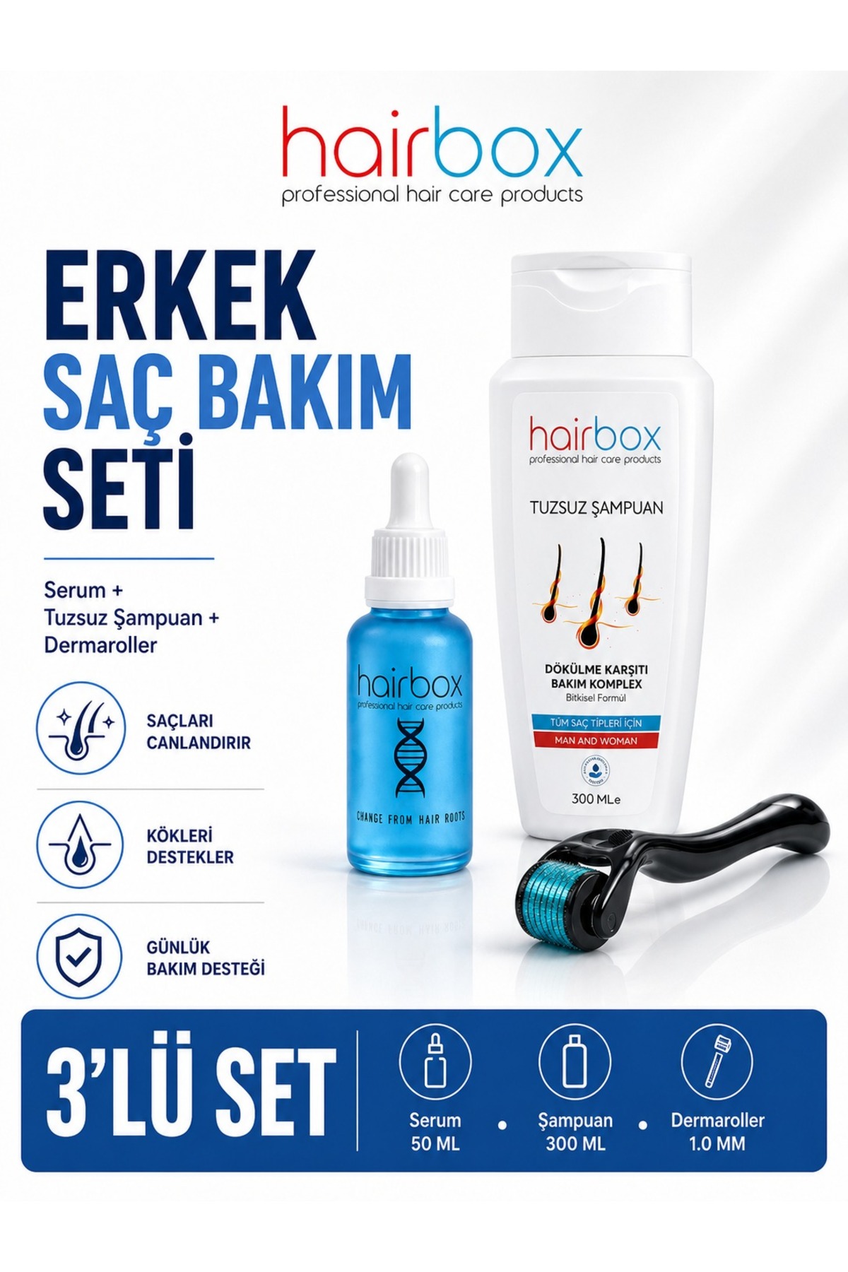 hairbox professional hair care products Erkek Saç Çıkarıcı Serum, Saç Çıkaran Serum , Saç Gürleştirici (SERUM ŞAMPUAN ROLLER). — 243537
