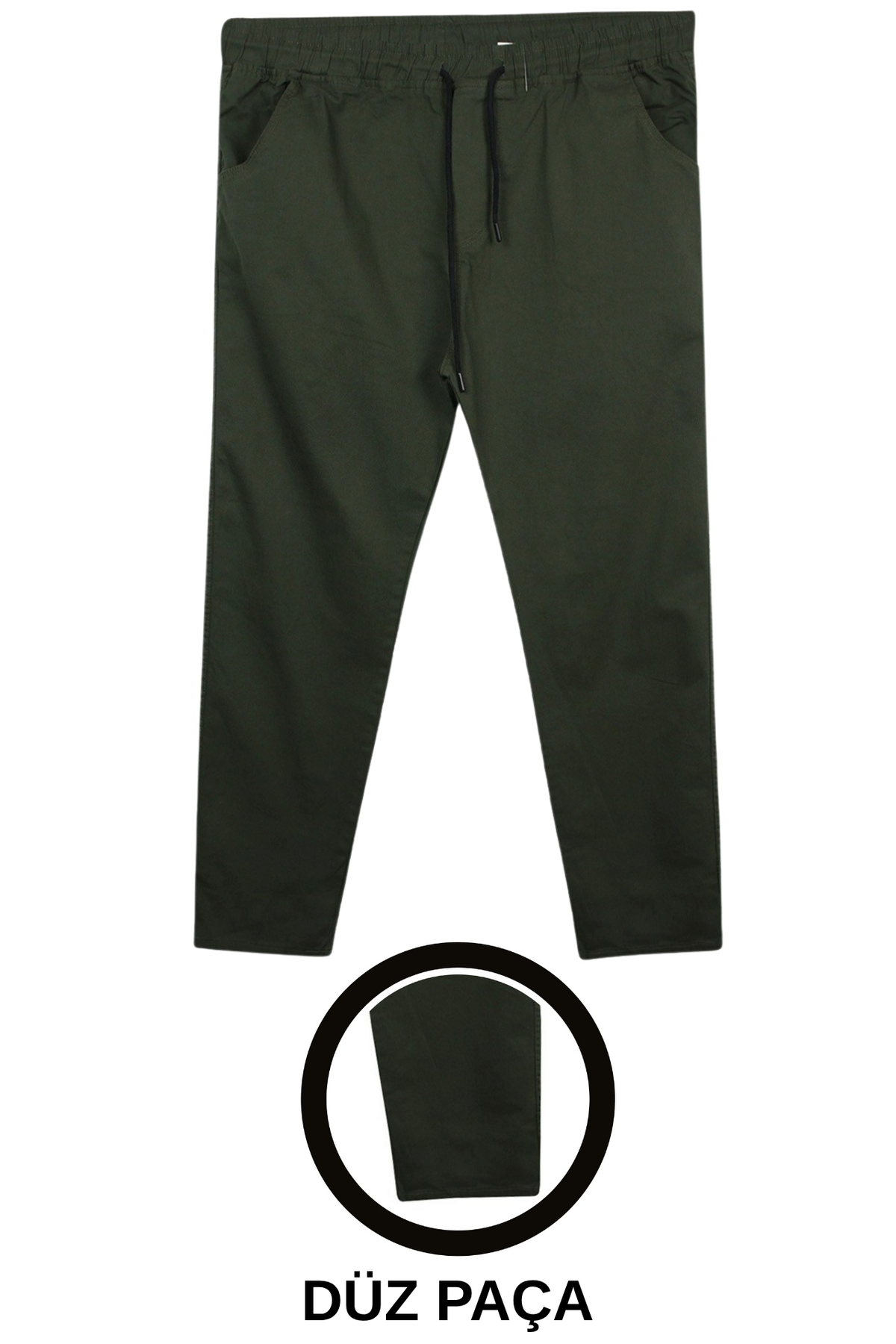 marufshop Battal Beden Erkek 100-156 Kilo Arası İçin Uygun Bedenli Düz Paça Bağcıklı Gabardin Pantolon Haki