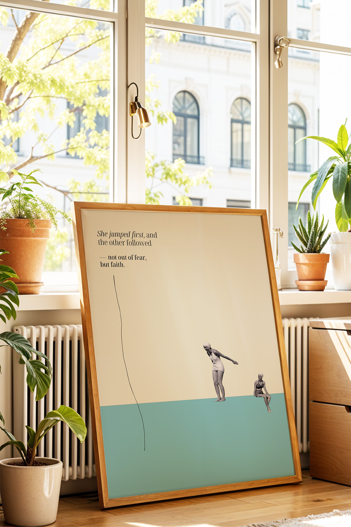 Arkadaşlık & Cesaret Temalı Minimal Kolaj Tablo Poster Modern Sanat Duvar Dekoru Çerçevesiz