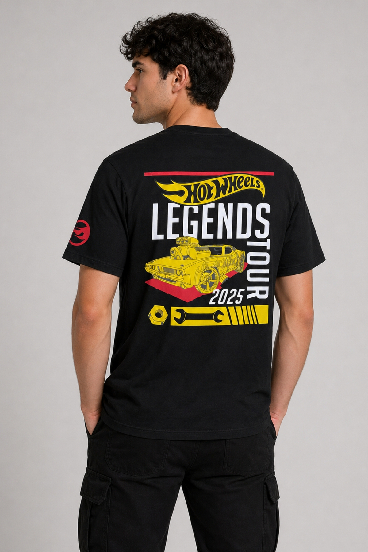 HOT WHEELS Legends Tour 2025 Erkek Tişört – Baskılı Siyah T-Shirt