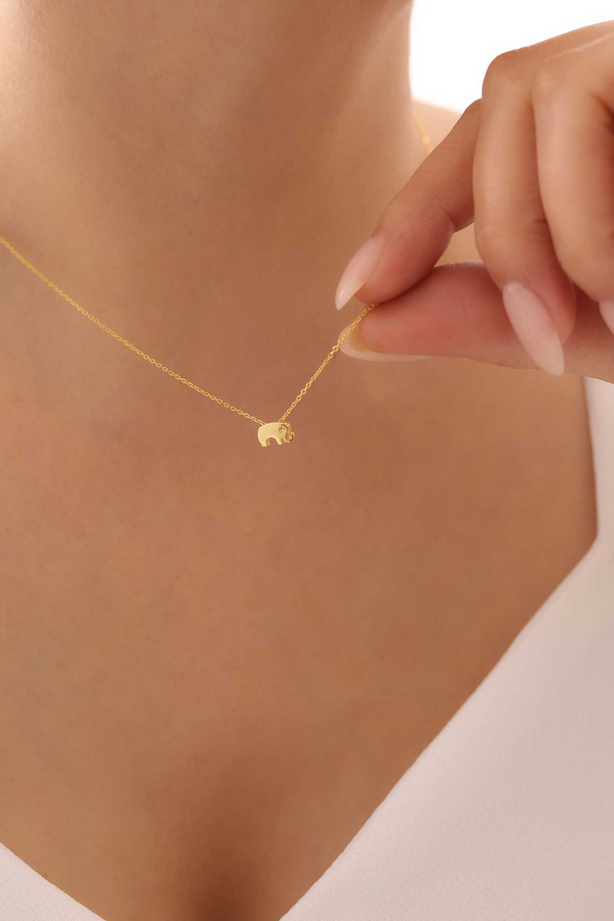 SUNSHINE 925 Ayar Gümüş ,Gold Kaplamalı Fil Minimal Tasarım Gümüş Kolye
