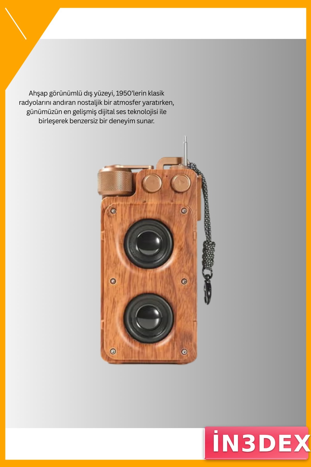 Bluetooth Hoparlör Retro Radyo Tasarım 10W Stereo 1800mAh