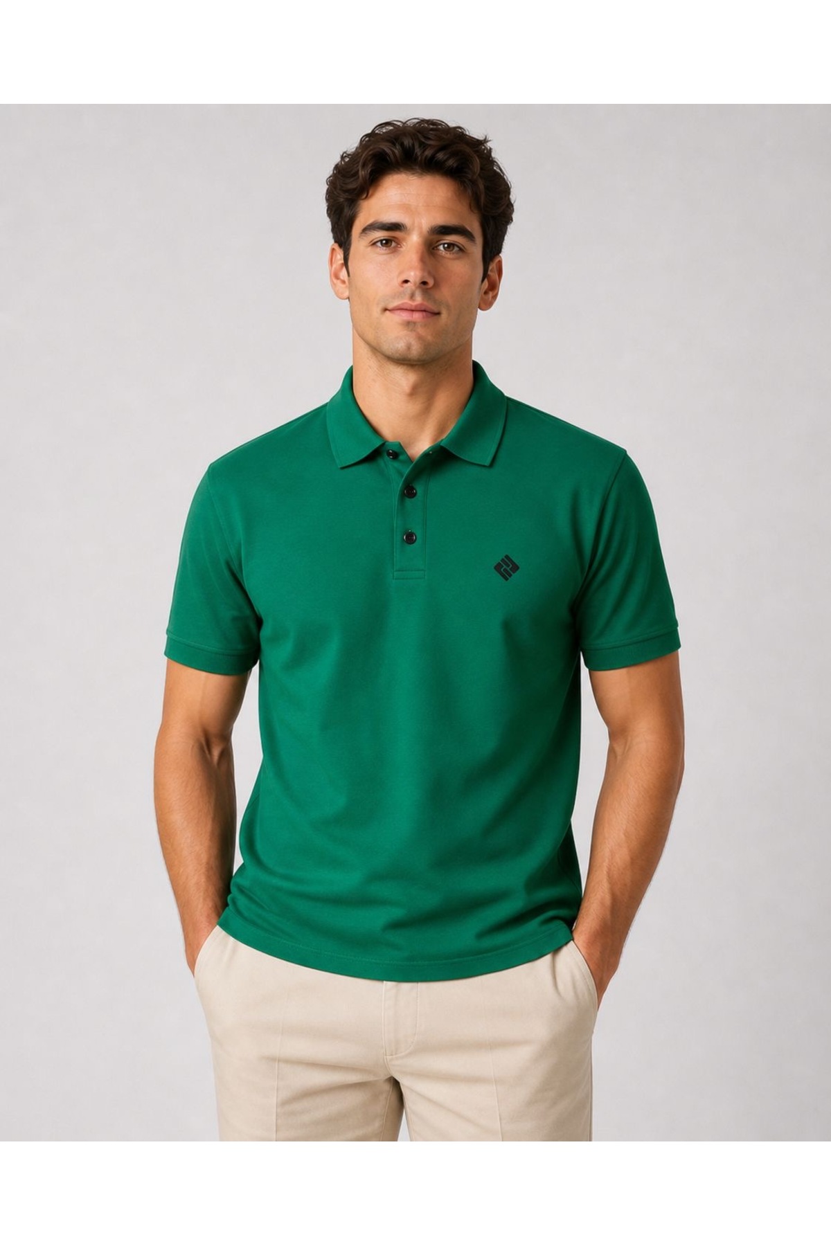 grand coco Men's Lycra Pique Fabric Short Sleeve Green T-Shirt