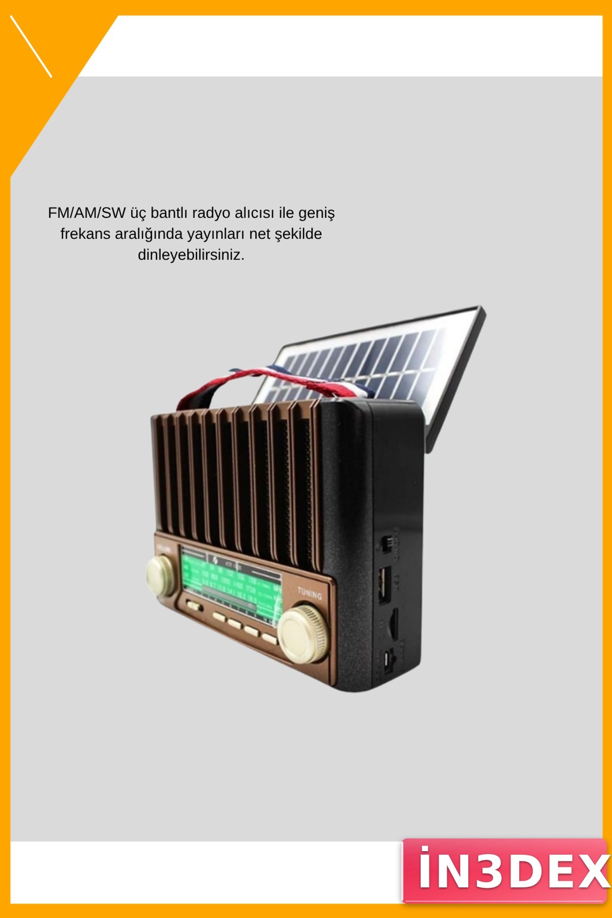 Taşınabilir Güneş Enerjili Bluetooth Hoparlör FM/AM/SW Radyo USB SD