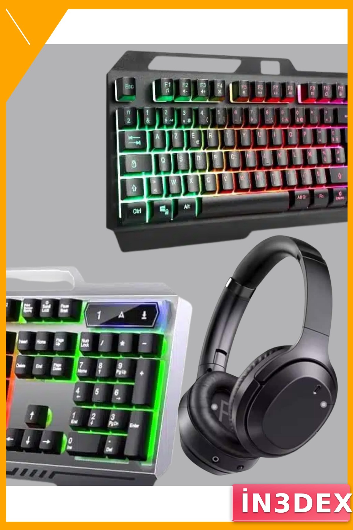 Işıklı Klavye Mouse Seti Bluetooth 5.2 Kulaklık Paketi