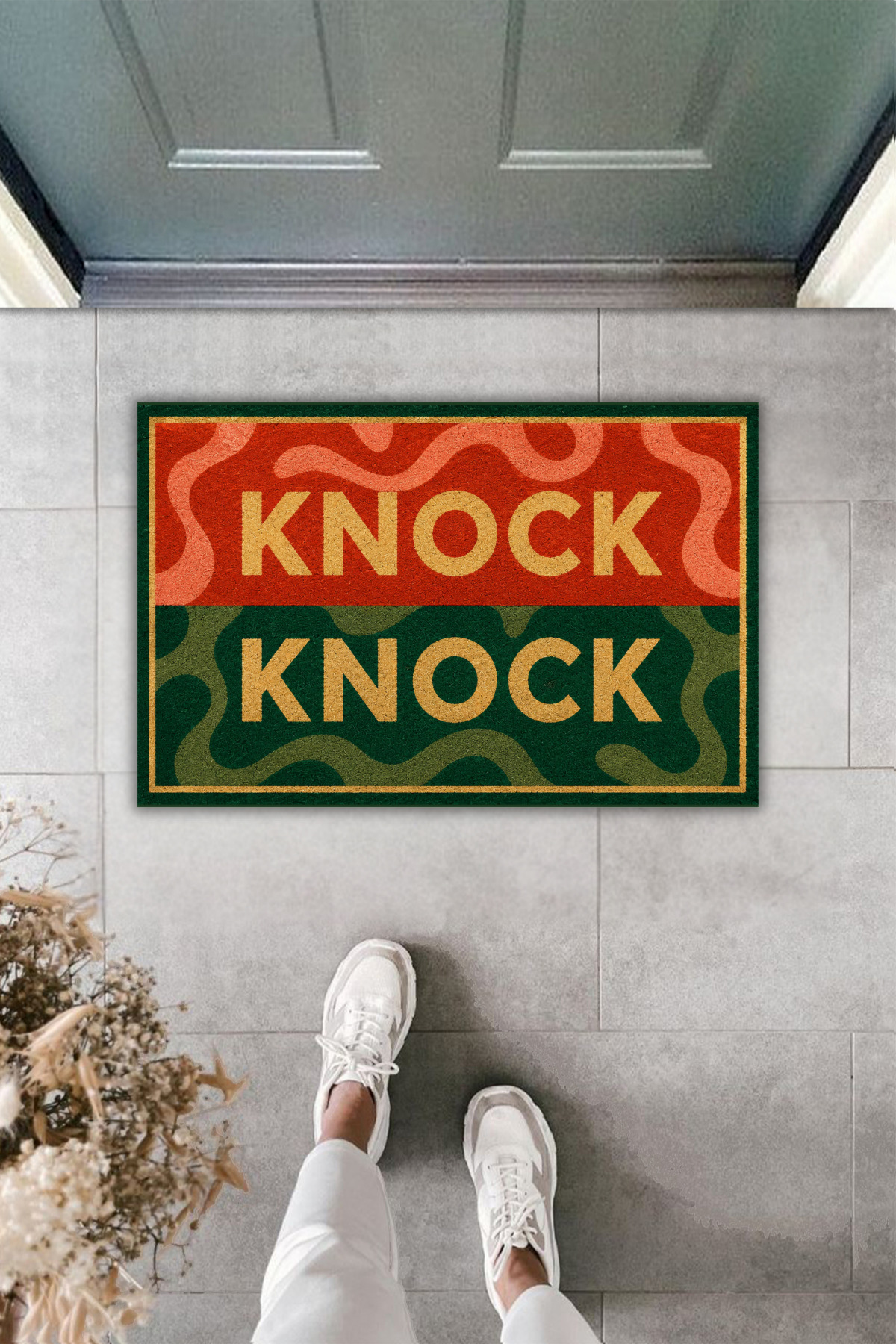 Knock Knock Door Mat – Digital Printing Anti-Slip Mat with Modern Pattern