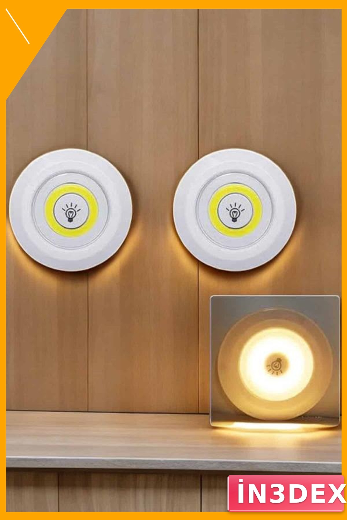 Kablosuz Pilli Dolap Altı LED Işık Uzaktan Kumandalı Yapışkanlı