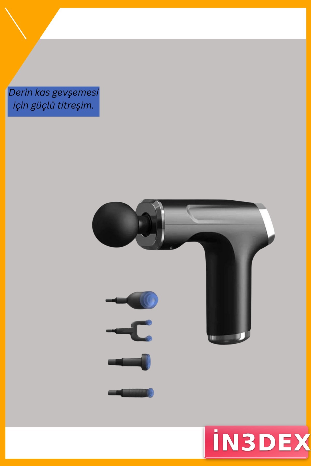 Mini Masaj Tabancası 6 Hızlı 4 Başlık Type-C Şarjlı