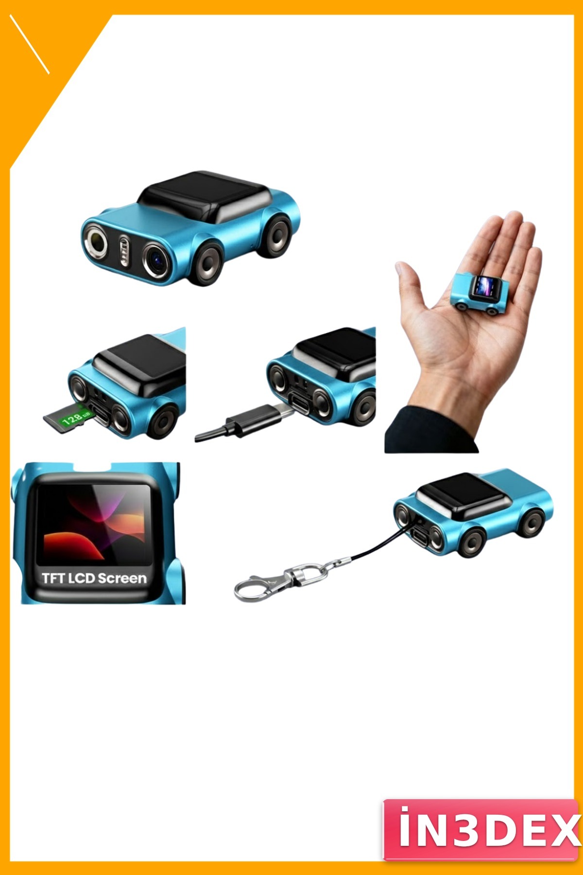 Öne Bakan Araç Kamerası Mini DVR Kayıt Cihazı TF Kart USB