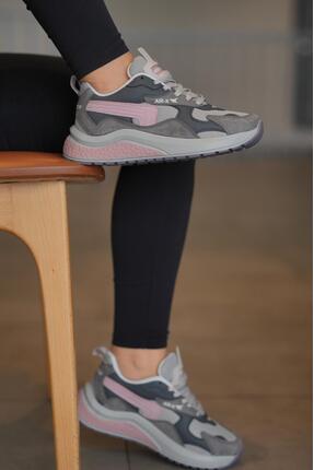 SOLAZER Kadın Füme Pudra Ortopedik Taban Günlük Sneaker 086-1