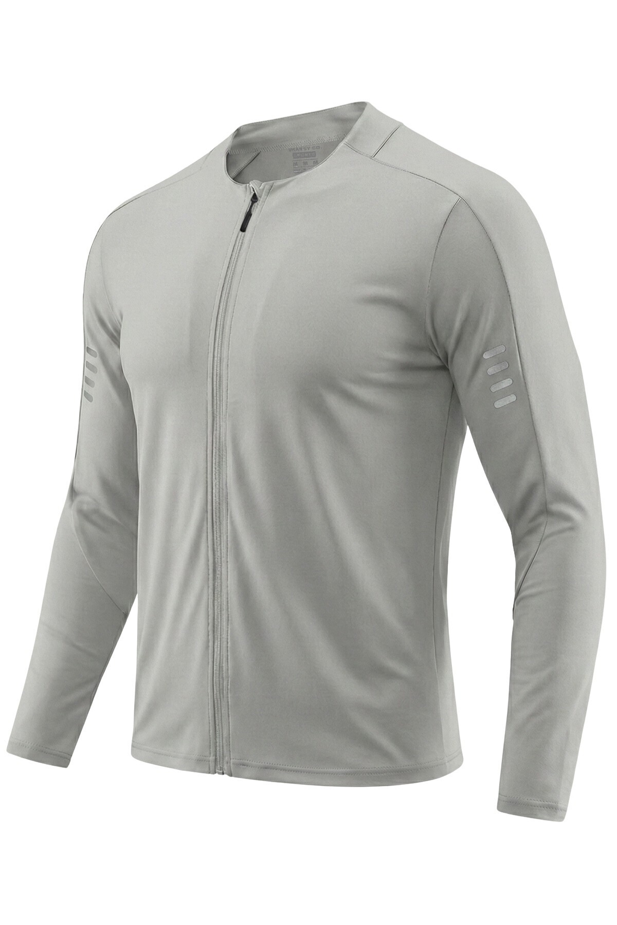 GHASSY CO . Erkek Tam Fermuarlı Dalgıç Kumaş Uzun Kollu Slim Fit Esnek Spor Sweatshirt