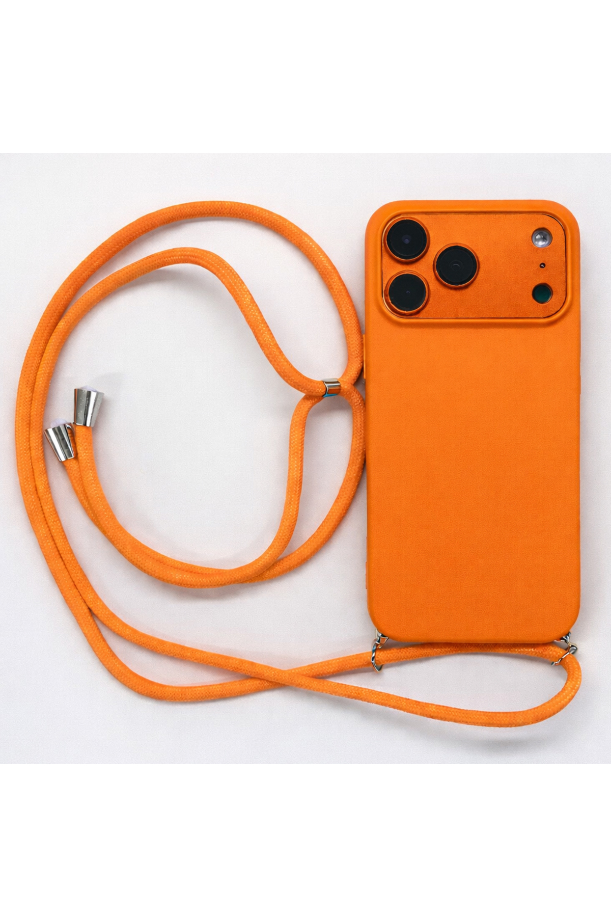 silicone Neck Strap Case Viper Drawstring Phone Case for iPhone 17 Pro Max Orange