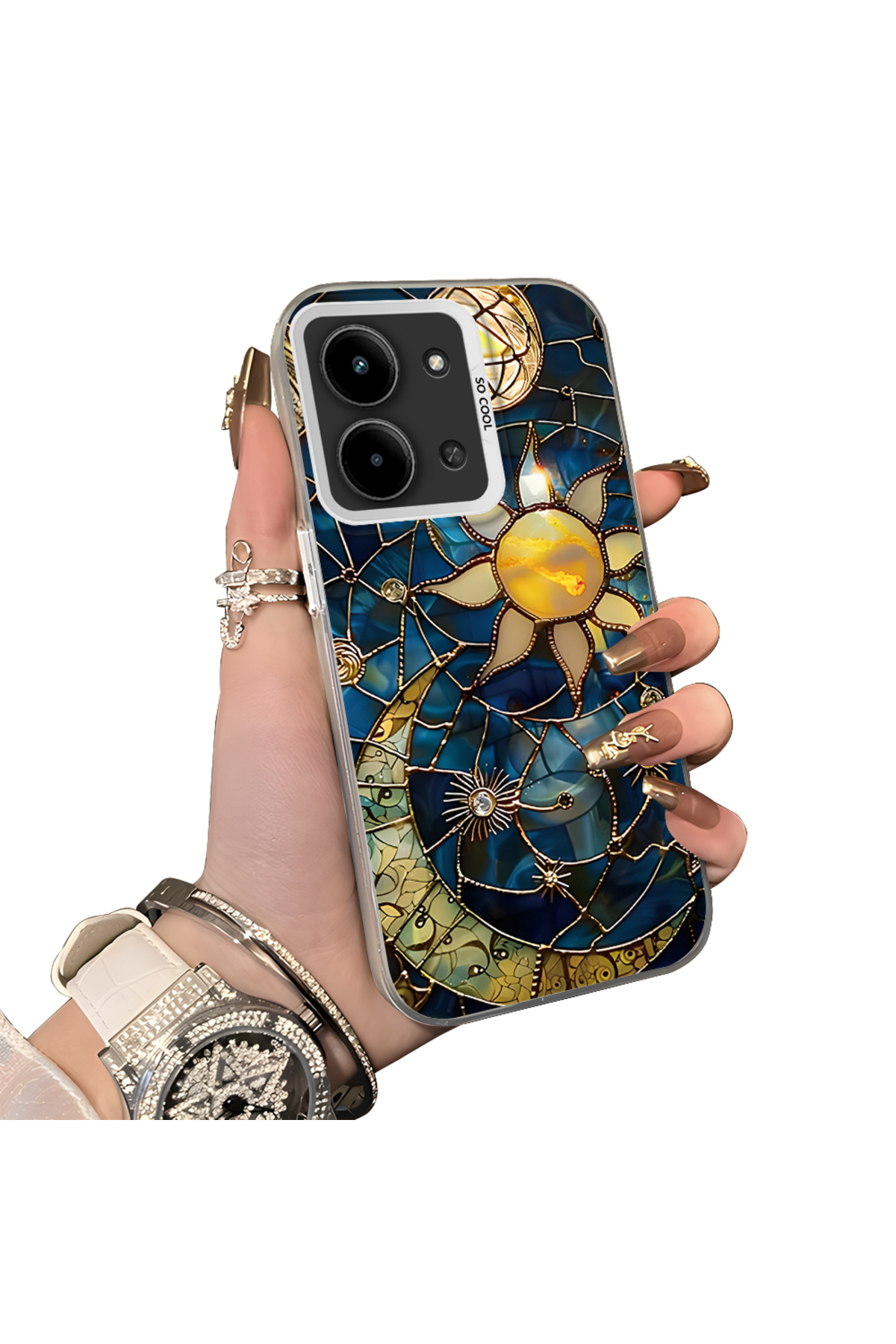 Redmi 15c 5G Compatible Silicone Edge Hard Rear Anti Fall Phone Case with Moon Pattern