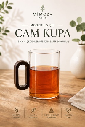 MİMOZA PARK 350 Ml Akasya Kulplu Isıya Dayanıklı Bardak