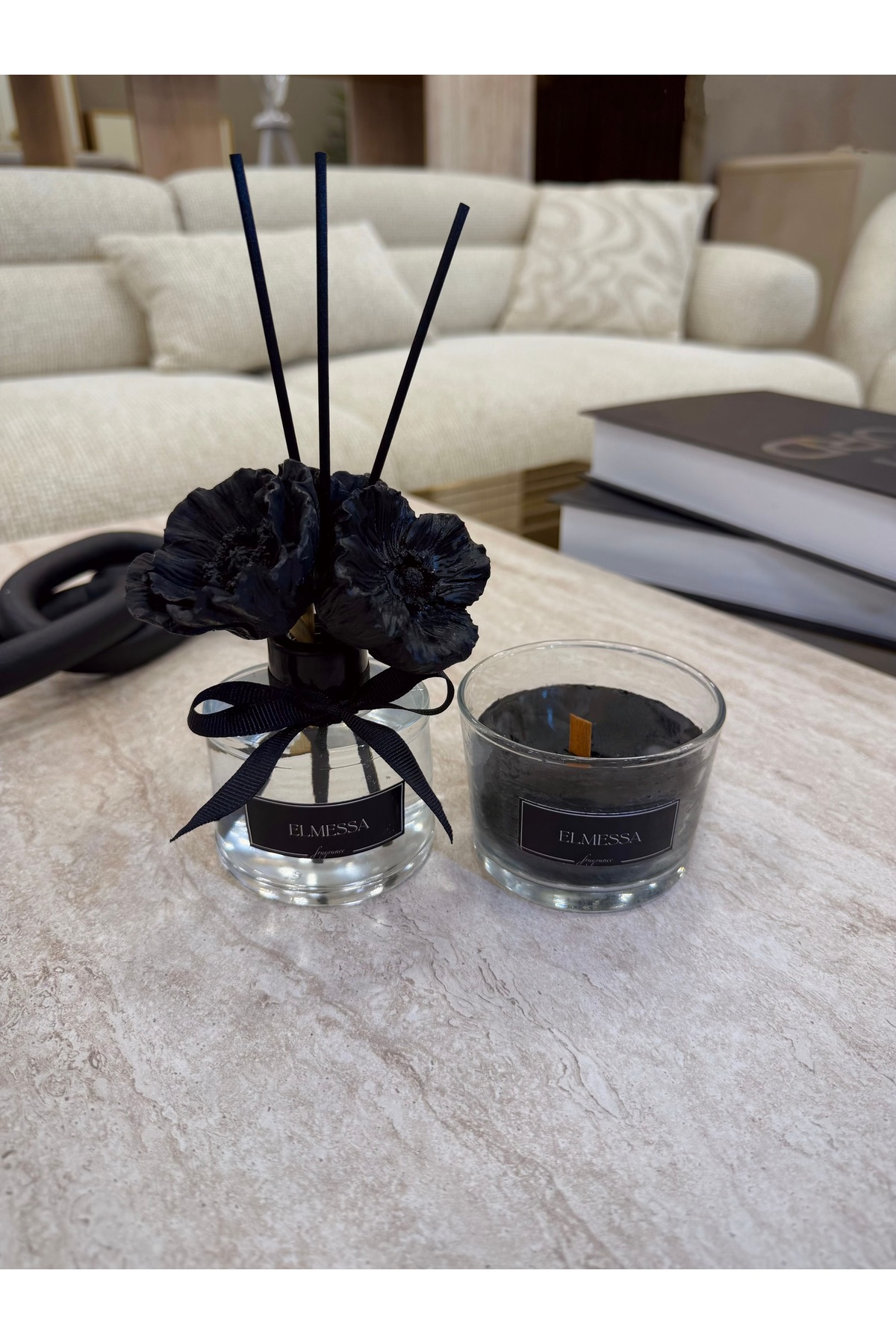 120ml Powder scented room fragrance and premium candle set