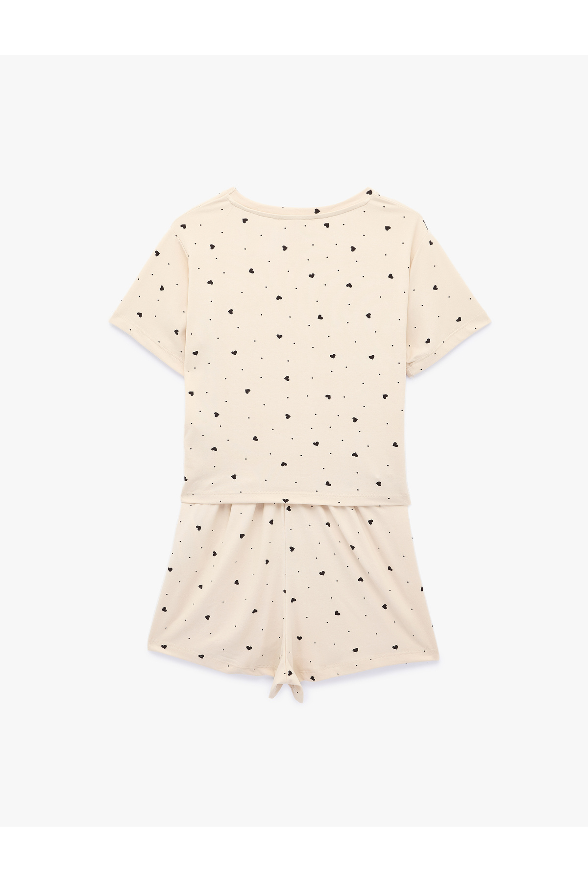 Koton Rahat Kalıp Kalp Desenli Kısa Kollu Şortlu Pijama Takımı görsel 3