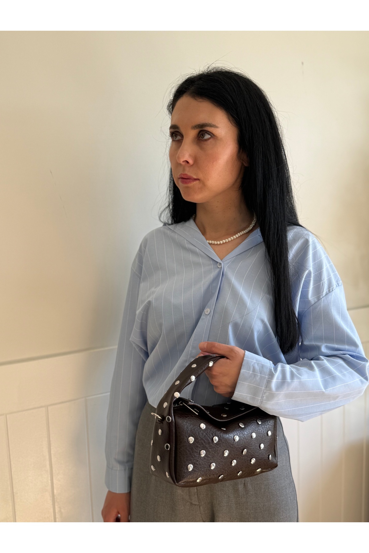 lalettobags Kadın Nila Model Zımbalı El & Omuz Çantası