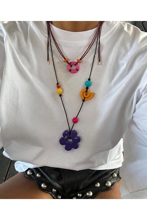 FloresDeCarnaval Color Pop Art Rope Kolye – Renkli Reçine Limited Summer Edition