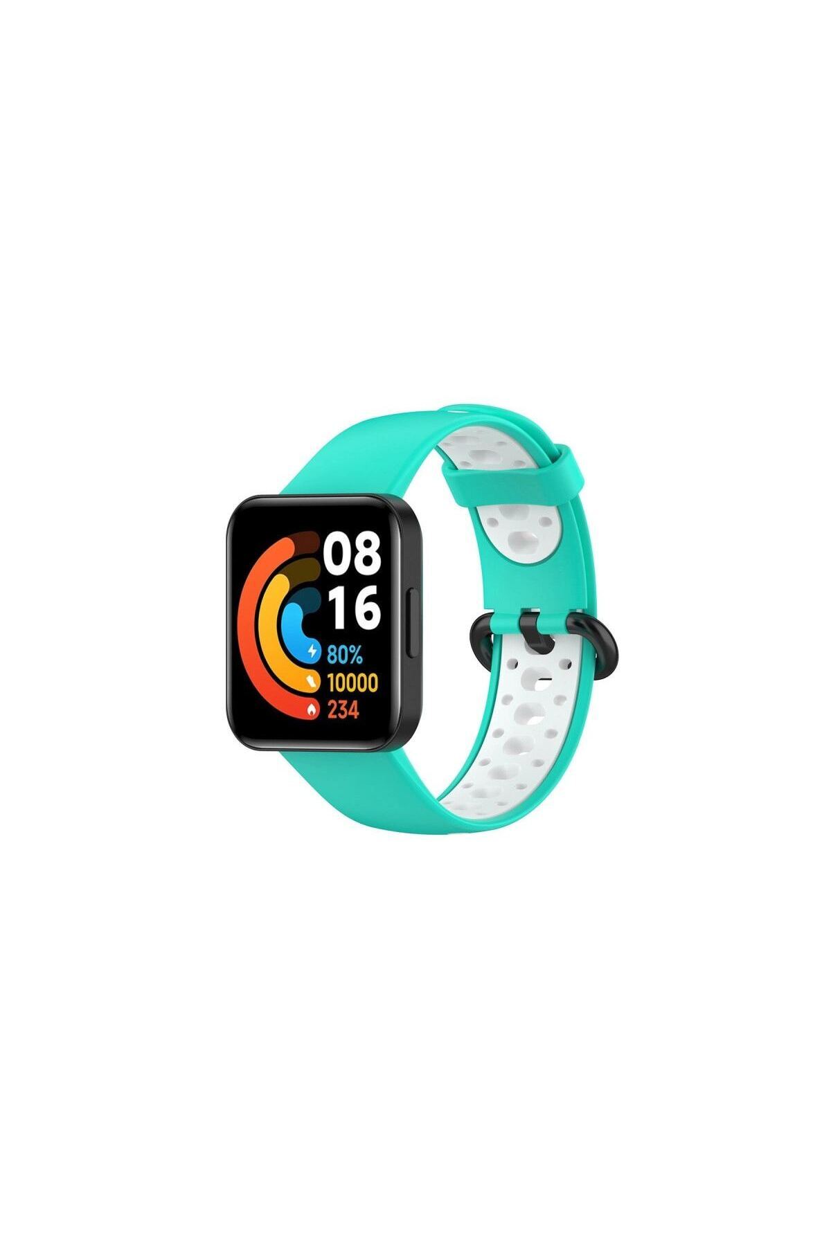 Xiaomi Redmi Watch 2 Spor Delikli Kordon - Turkuaz-beyaz