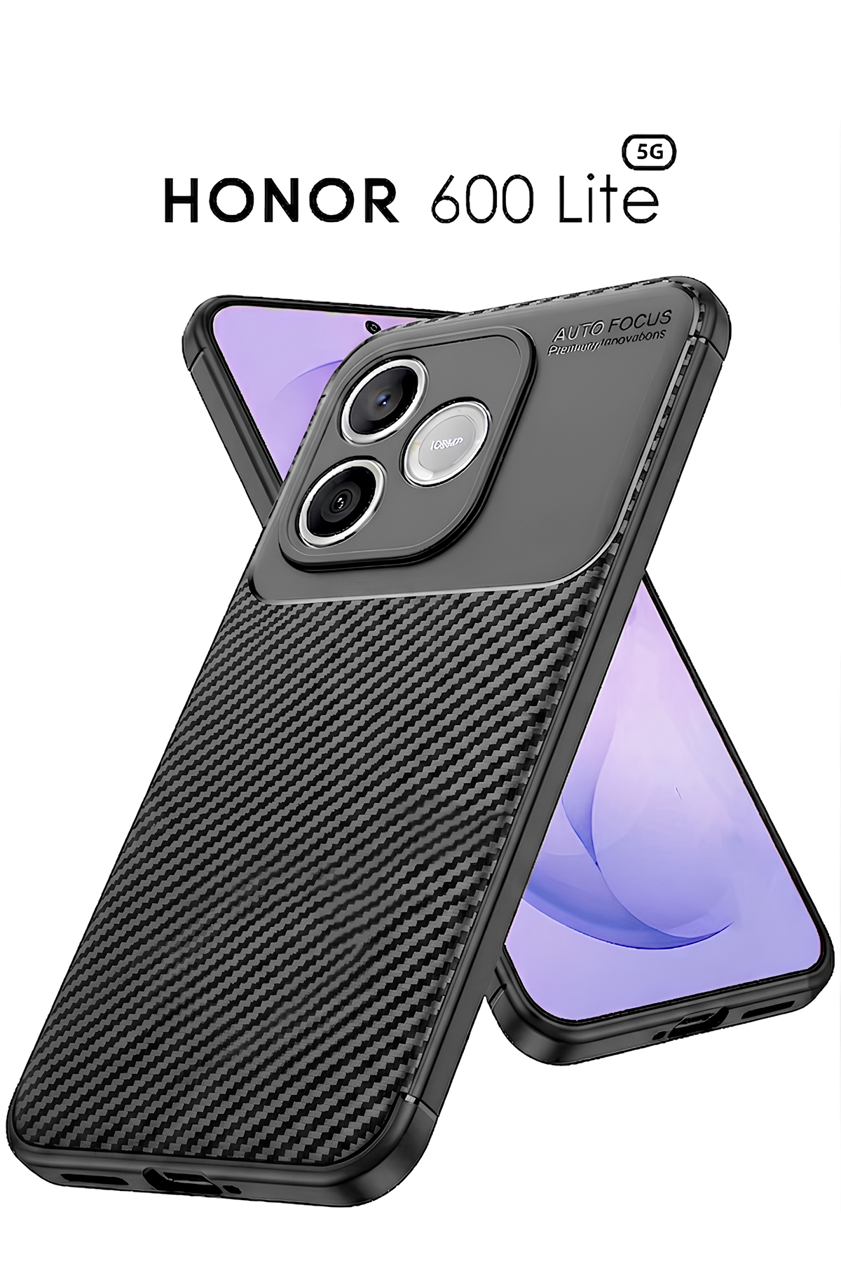 Honor 600 Lite Compatible Camera Shielded (Carbon Design) Protective Luxury Silicone Case