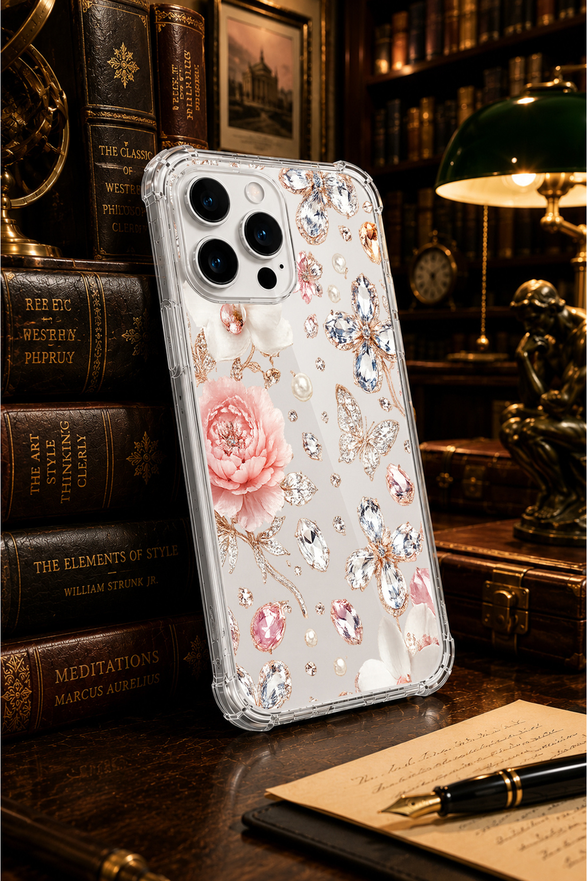 iPhone15 yakuです Caseji İphone 15 Pro Max Uyumlu Cute Altın Kelebek Baskılı Sevimli