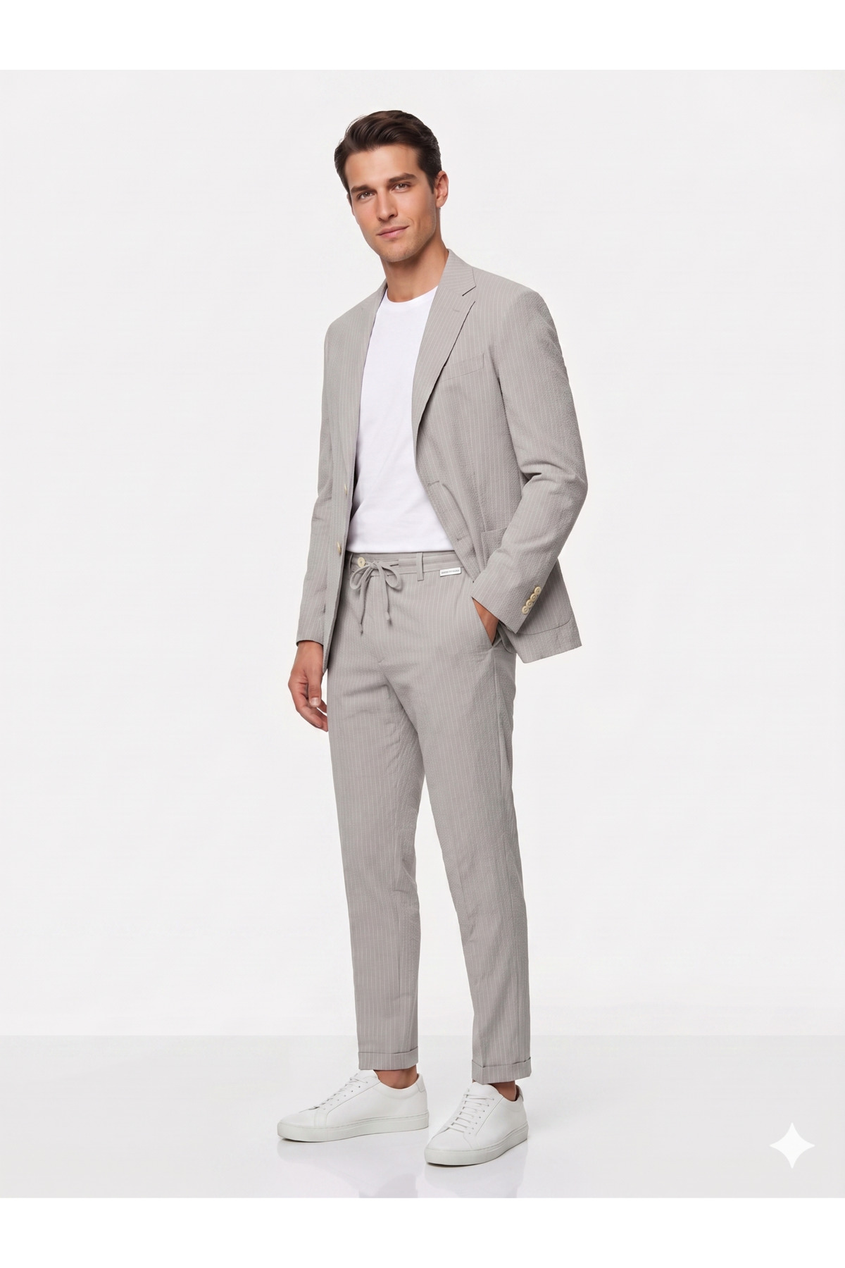 MODMEN İtalyan Kesim Slimfit Erkek Takım Elbise Çizgili görsel 3