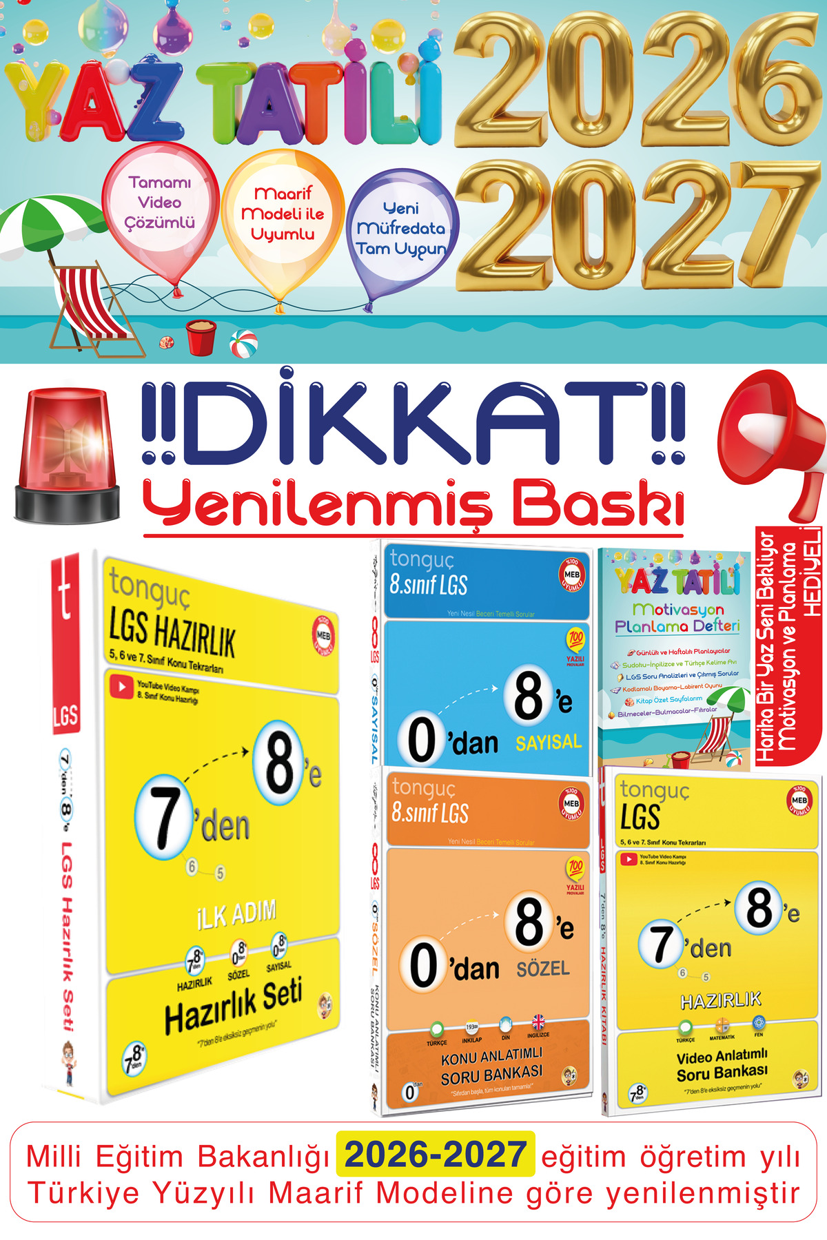 Tonguç Yayınları 7'den 8'e Yaz Tatili Hazırlık Seti 0'dan 8'e
