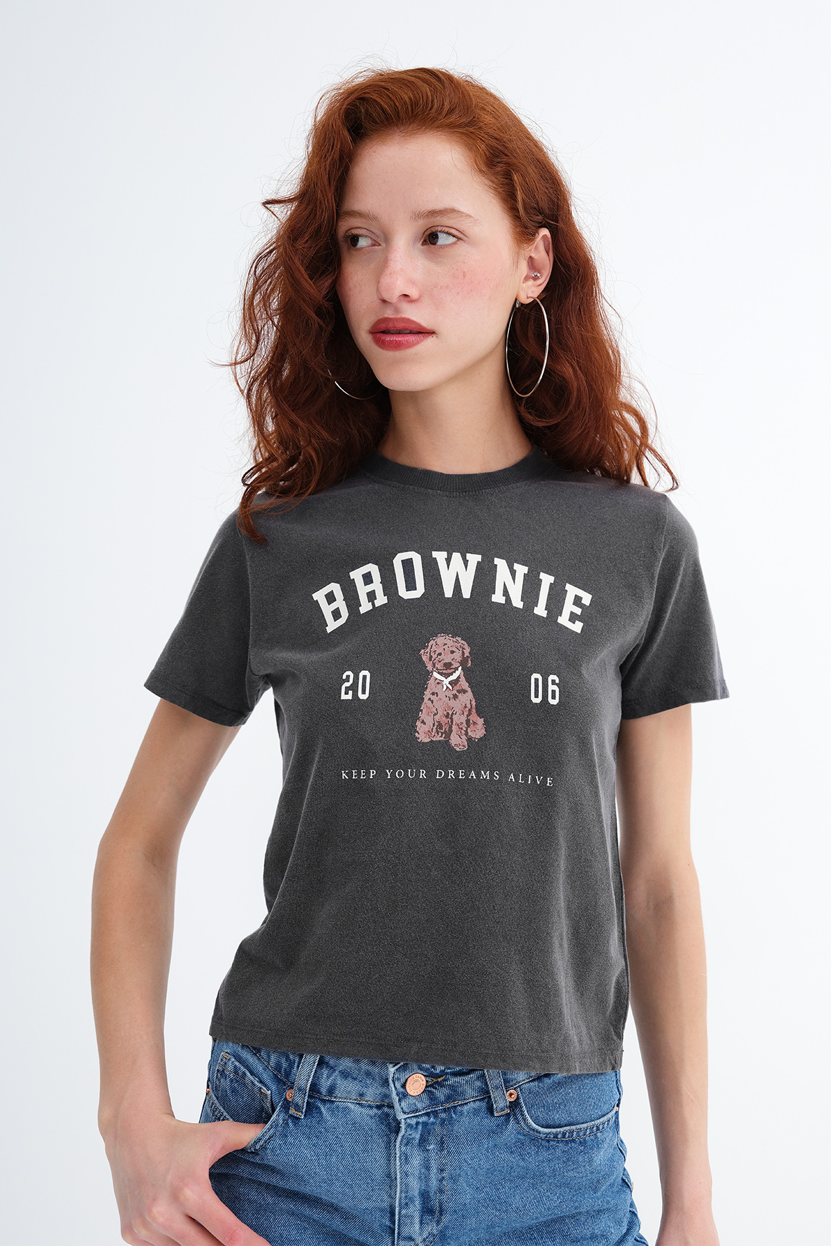 Addax Crew Neck Printed T-Shirt P10724- Trendyol