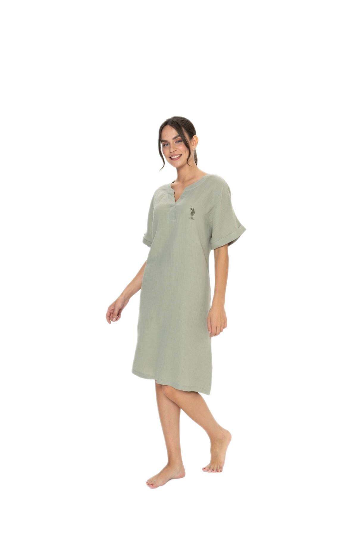 لباس خواب زنانه نخی موسلین یقه هفت U.S. Polo Assn. — 3