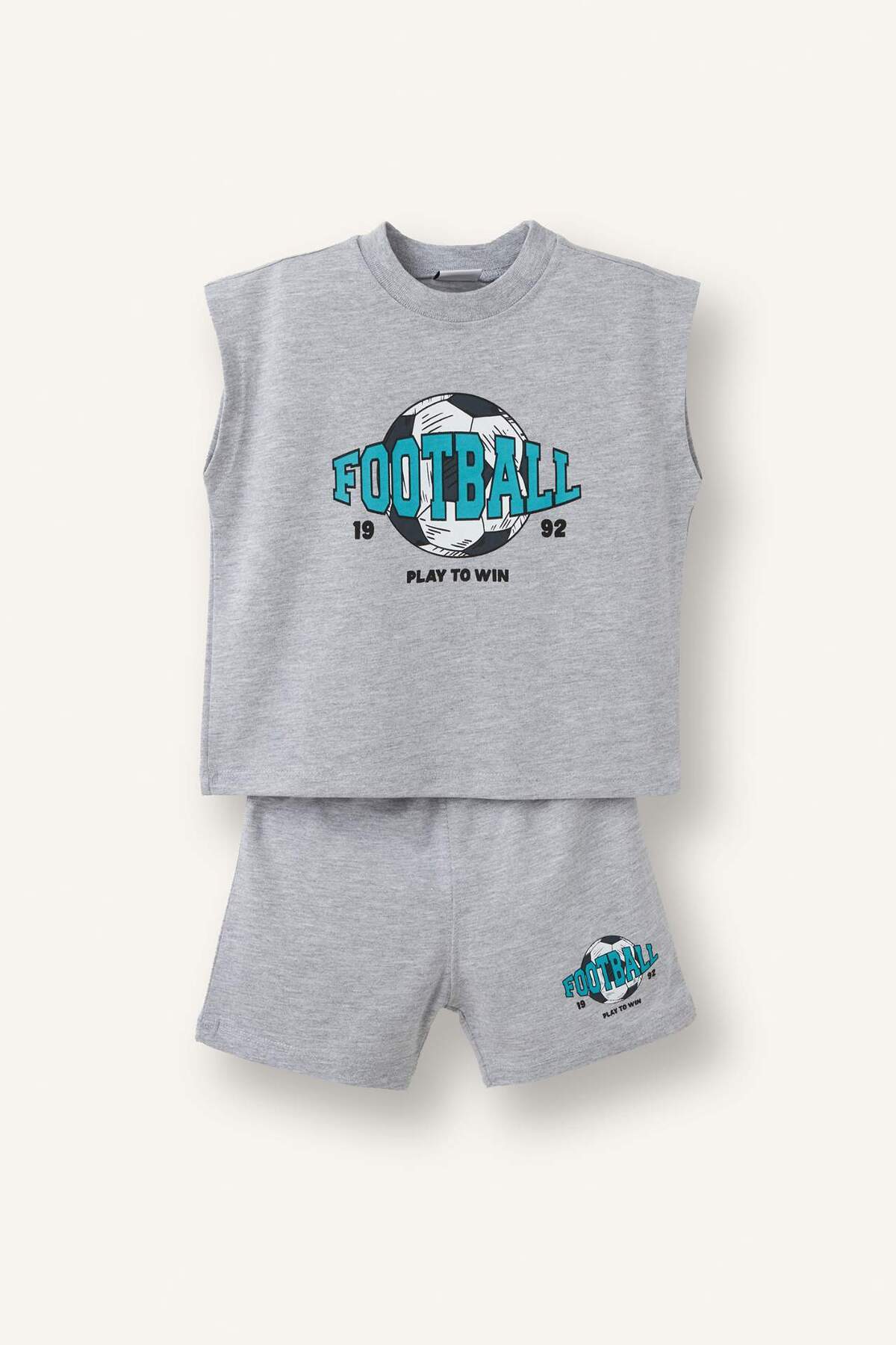 Defacto Football Ball Printed Athlete Shorts 2-Piece Set Baby Boy H8278A526Hs