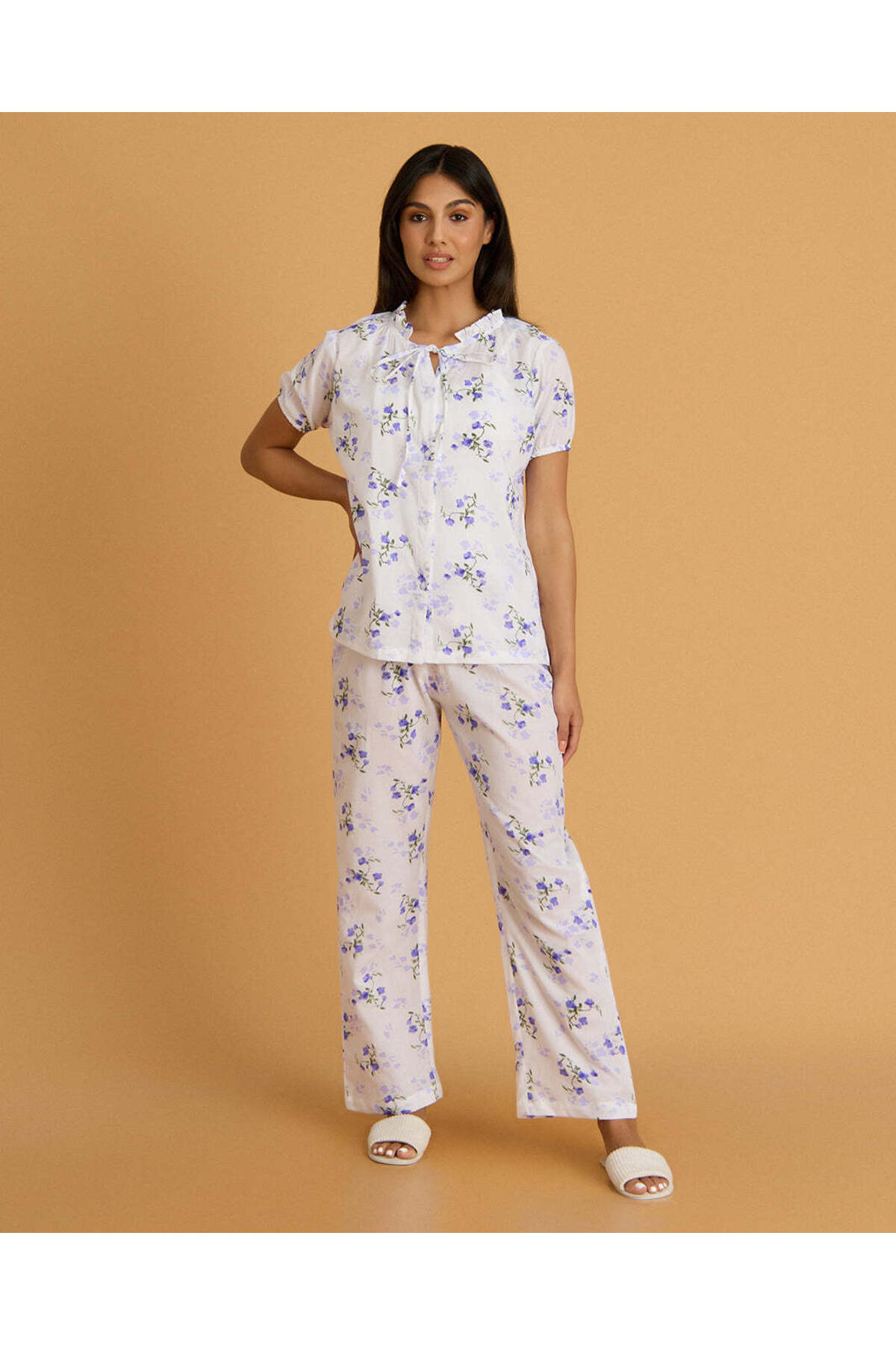 REDTAG Women White Printed Pyjama Set