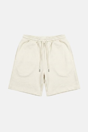 Teevo Basic Diagonal Kumaş Oversize Şort - Ekru