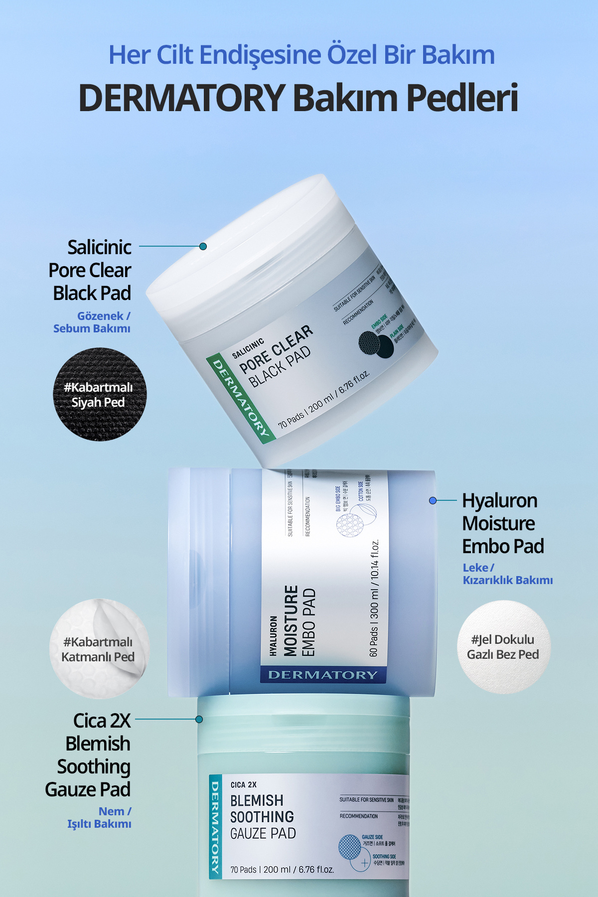 Cica İçerikli Nemlendirici&Serinletici Cilt Bakım Pedi Cica PDRN Blemish Sooting Gauze Pad — 9659 — تصویر 9 از 9